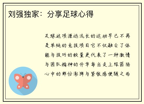 刘强独家：分享足球心得
